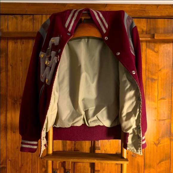 GWHS MAROONS VARSITY JACKET WITH LETTER,  1977 , SIZE 36 (SMALL UNISEX) - Picture 6 of 6